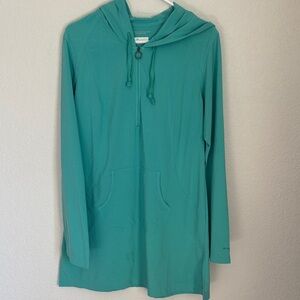 Columbia Omni-Shade Teal Long Sleeve Hooded Pullover Women’s Size L SPF